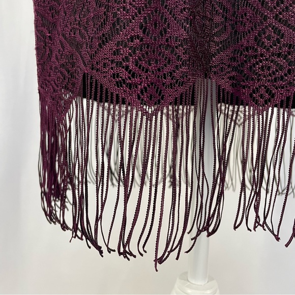Vintage DBYLtd 20’s Short Sleeve Flapper Gatsby Mini Fringe Dress M Purple Black - Picture 4 of 12